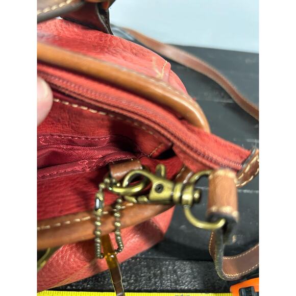 Vintage Fossil Red Pebbled Leather Purse Shoulder Bag - Picture 7 of 13